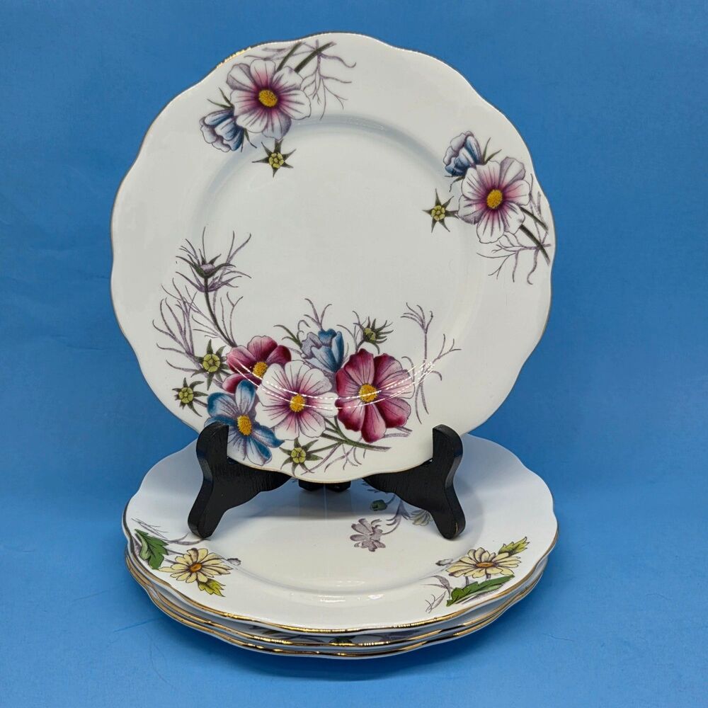 Royal Albert Bone China Flower of the Month 8" Plates Older Hampton Set of 4